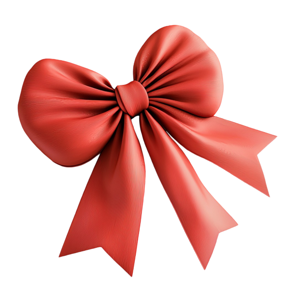 Beautiful red ribbon tied into a large decorative bow flowing tails png