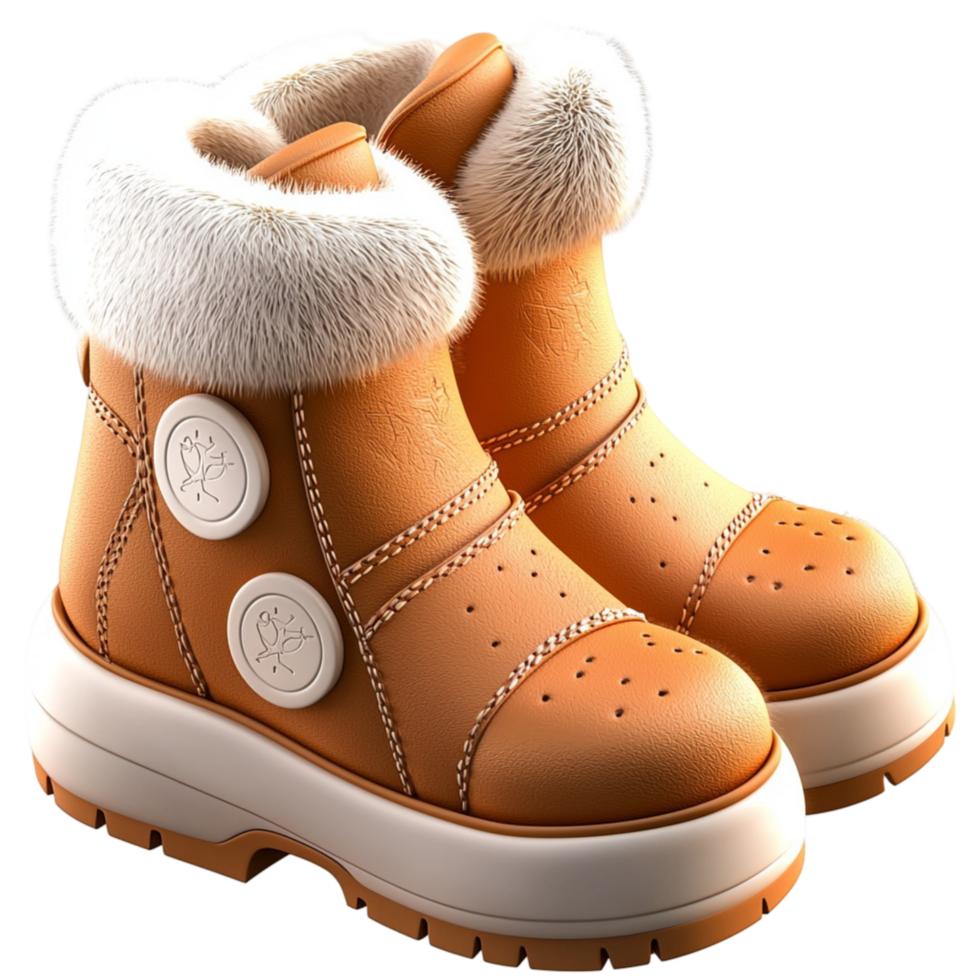 Warm winter boots lined fluffy fur thick sturdy soles png