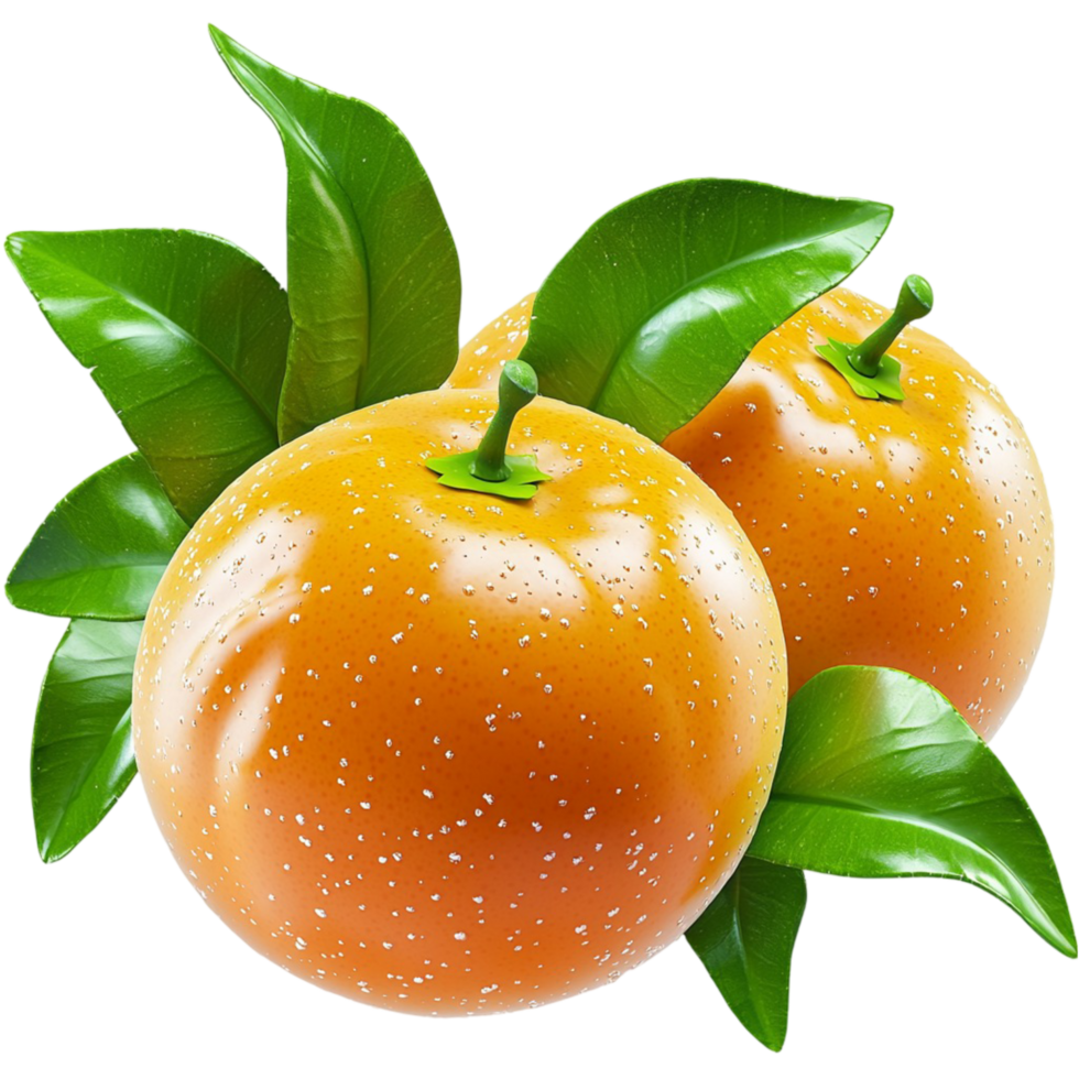 Fresh ripe oranges green leaves symbolizing prosperity good fortune png