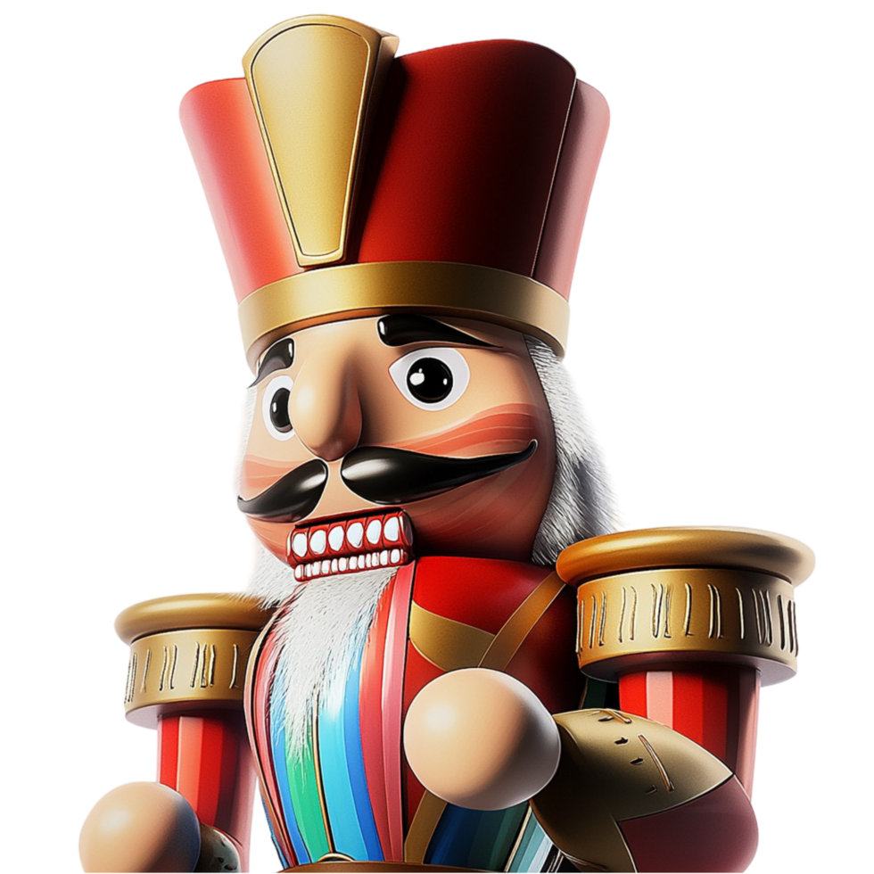 Classic wooden nutcracker soldier ed in vibrant red blue gold png