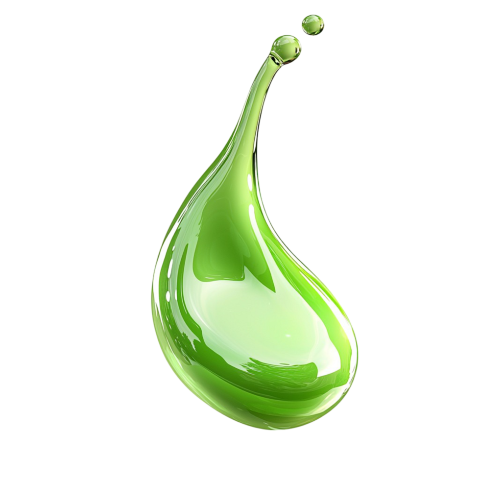 Shiny green dropletshaped pendant a delicate smooth surface png