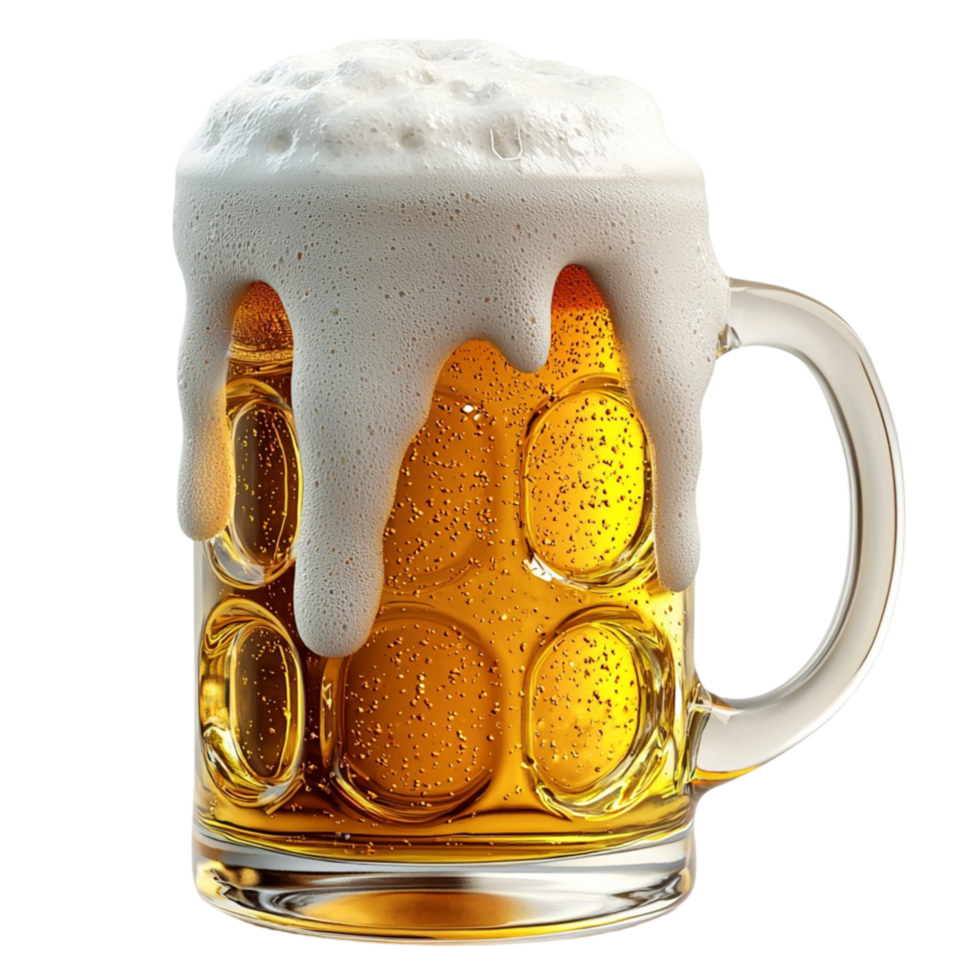 Decorative beer mug featuring honeycomb texture golden bee design png