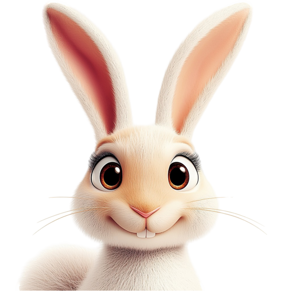 Adorable white rabbit long ears a curious happy expression png