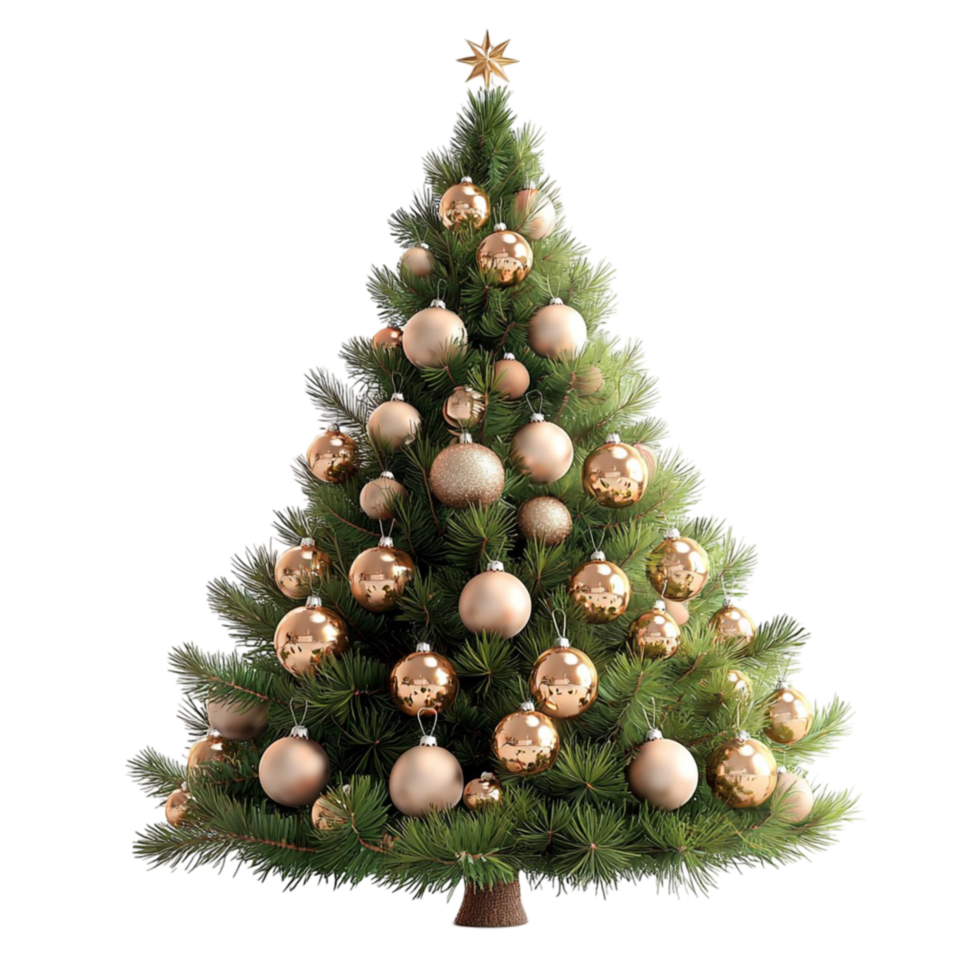 Elegant Christmas tree adorned pink gold delicate ornaments png