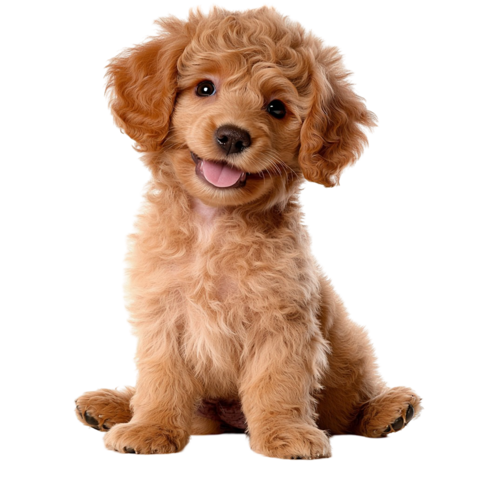 Adorable fluffy golden puppy sitting happily a joyful expression png