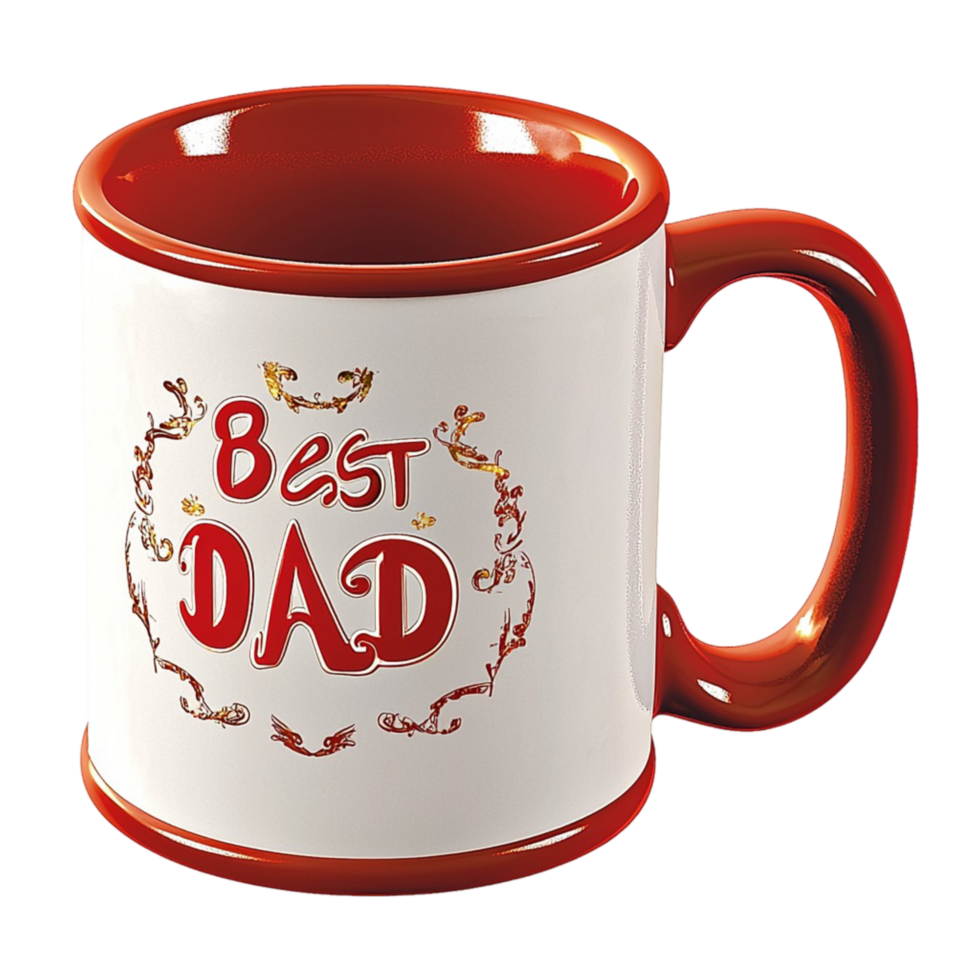 Red coffee mug bold white lettering saying best dad a sturdy hle png