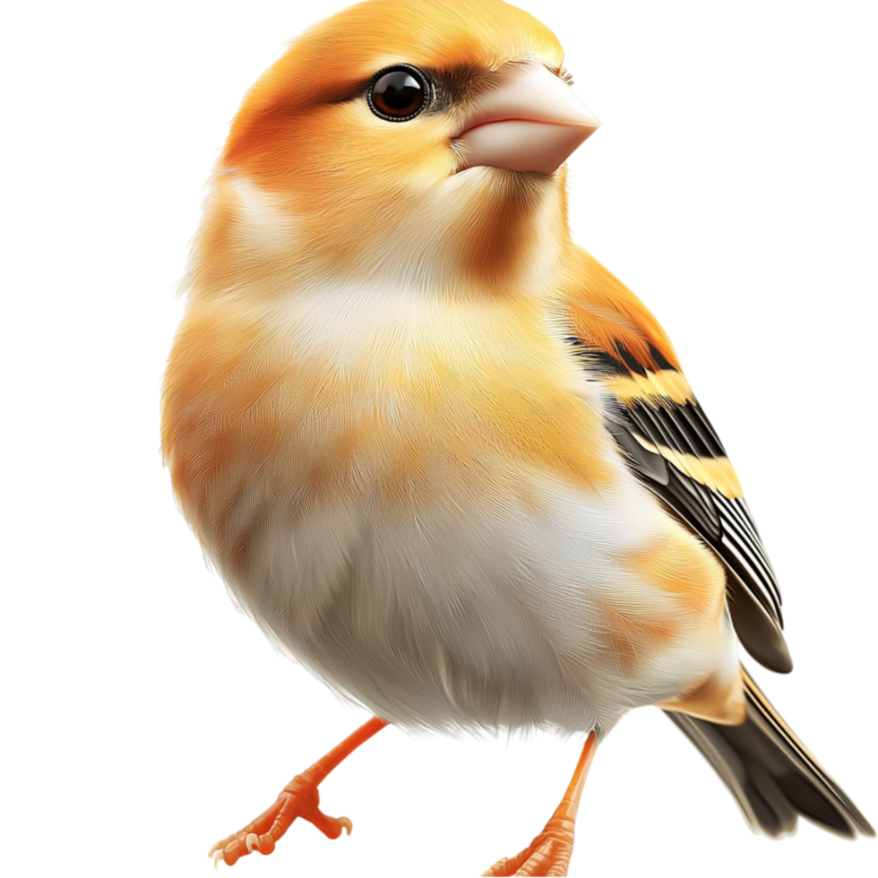 Small yellow bird soft fluffy feathers perched delicately a curious gentle look png