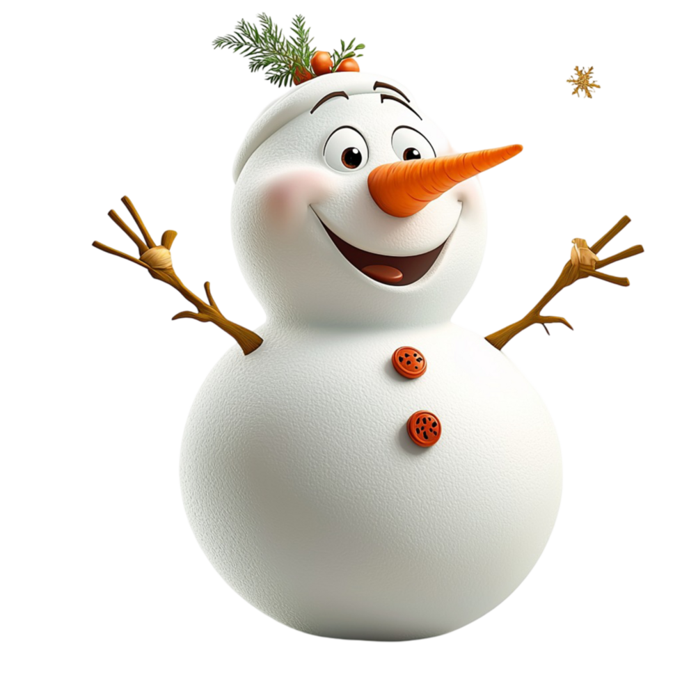 Happy snowman a bright carrot nose a warm scarf smiling joyfully in wintertime png