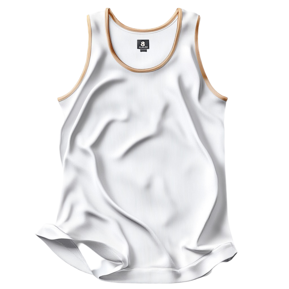 Classic white sleeveless tank top folded perfectly soft lightweight fabric ideal for casual everyday wear png