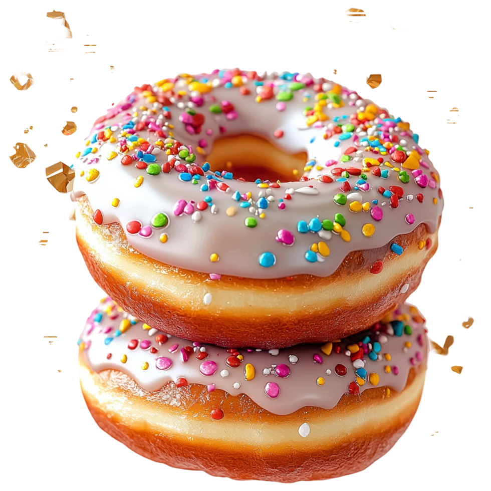 Colorful sprinkled donuts stacked deliciously vibrant frosting looking sweet tempting for eating png