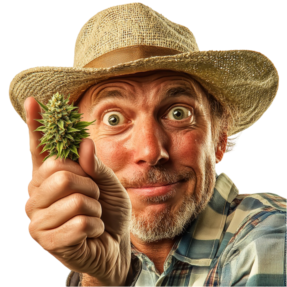 Excited farmer holding a fresh pineapple smiling great joy png