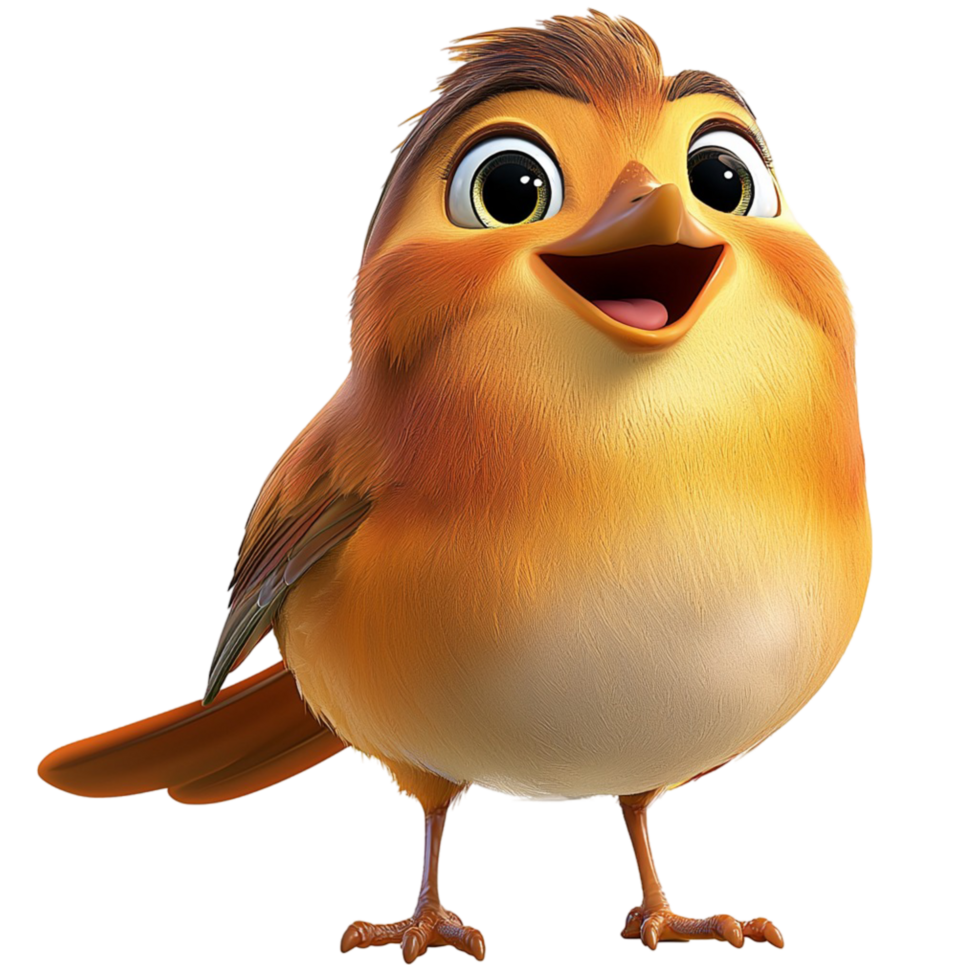 Happy little bird bright orange feathers sting cheerfully while chirping a beautiful melodic tune png
