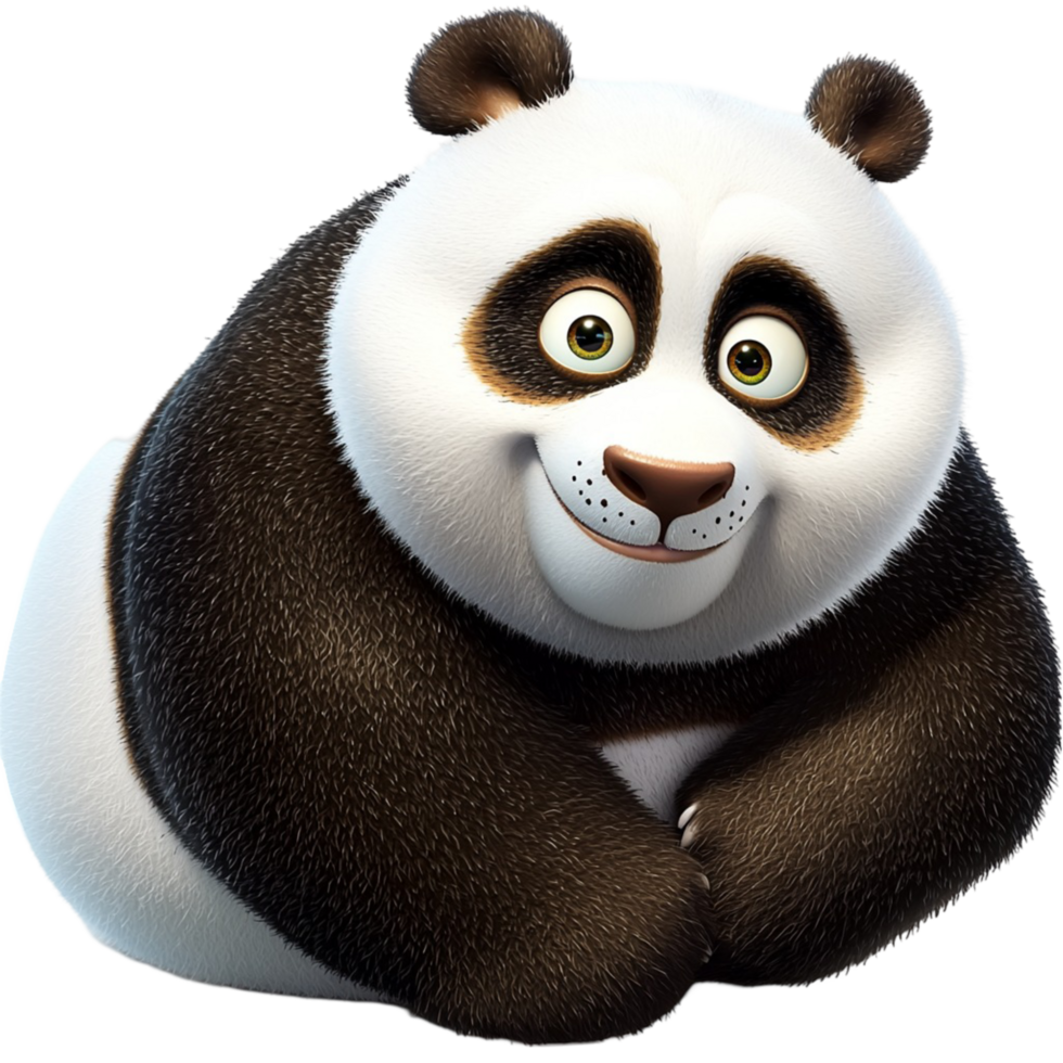 Cute black white pa bear smiling happily at camera png