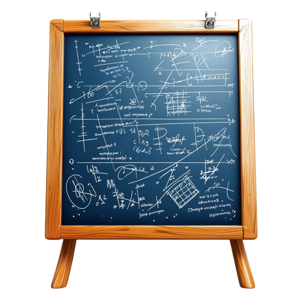 Classic black chalkboard mathematical formulas written neatly in white chalk png