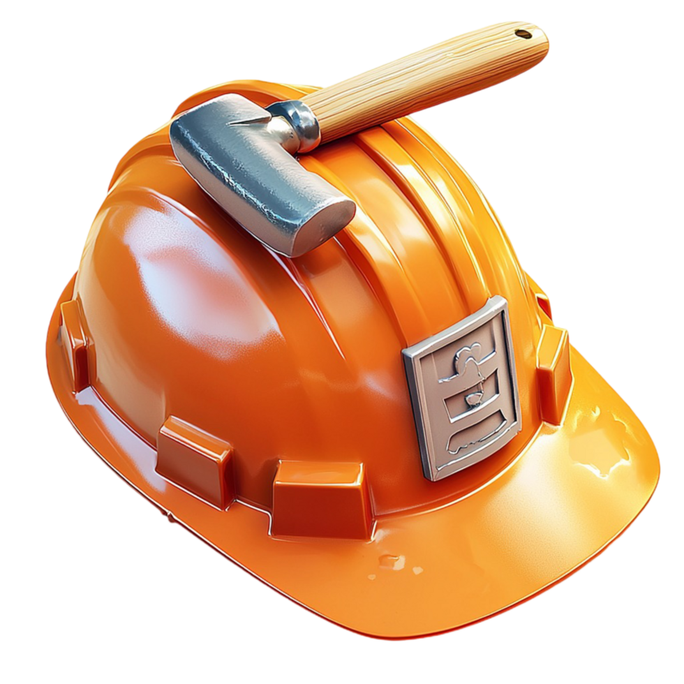 Bright orange construction helmet protective goggles tools looking sturdy durable essential for safety at work png
