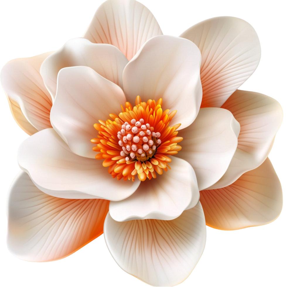Elegant white orange magnolia flower in full bloom looking delicate beautiful symbolizing purity nobility png