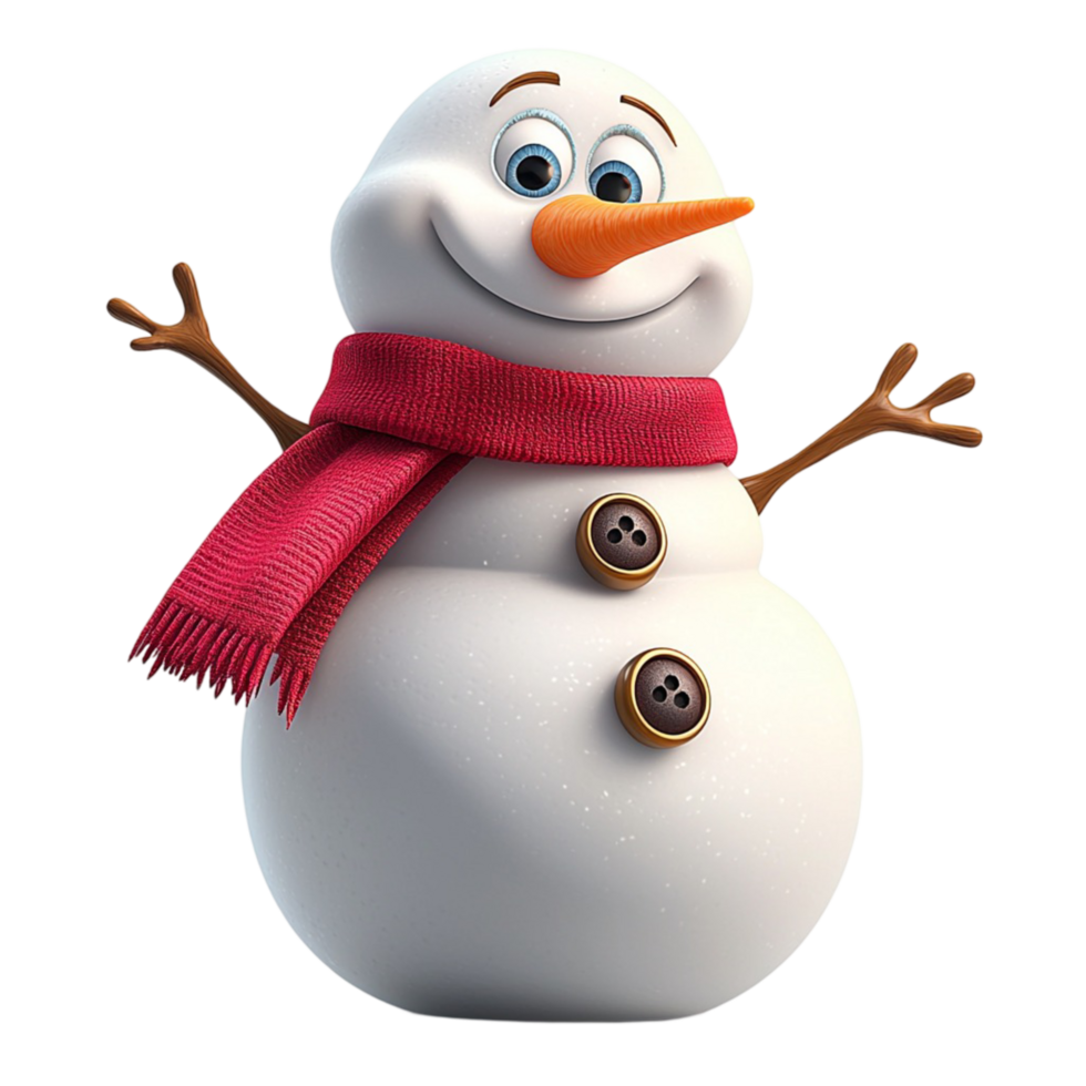Another friendly snowman a big smile wearing a red scarf looking joyful fun full of holiday spirit png