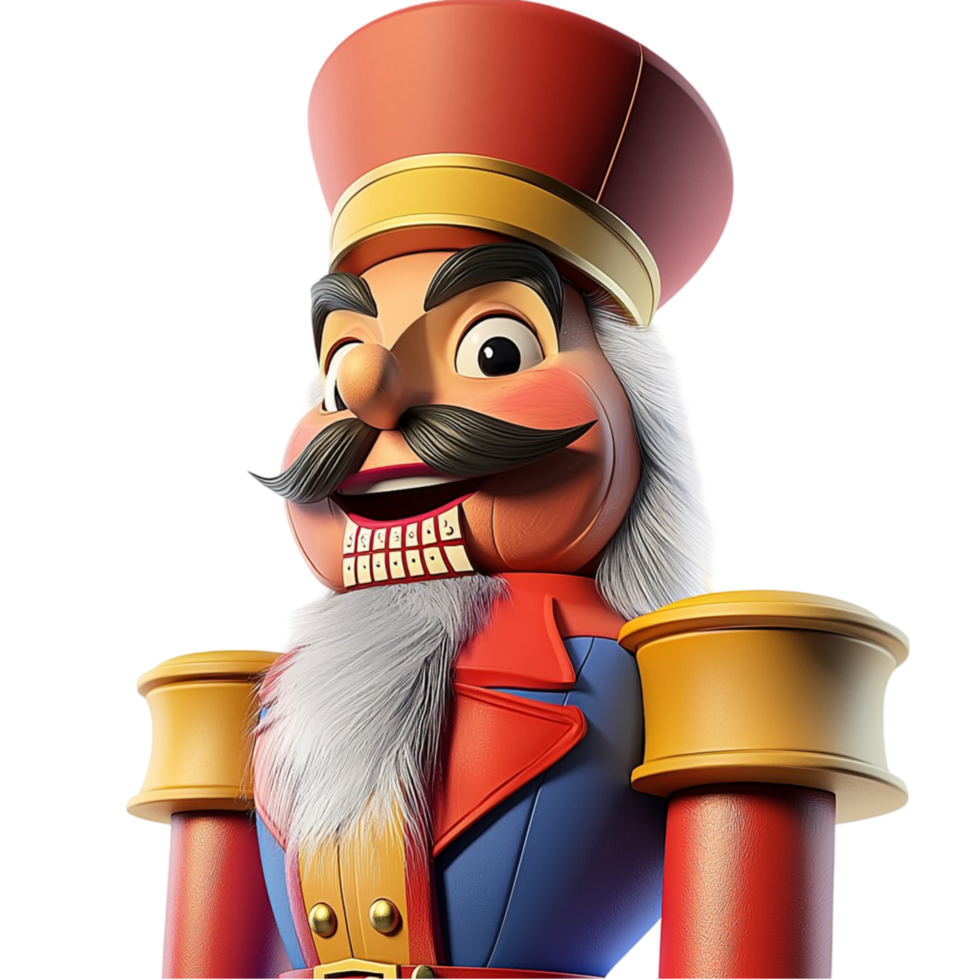 Traditional wooden nutcracker soldier dressed in red sting proudly looking festive strong symbolizing protection png