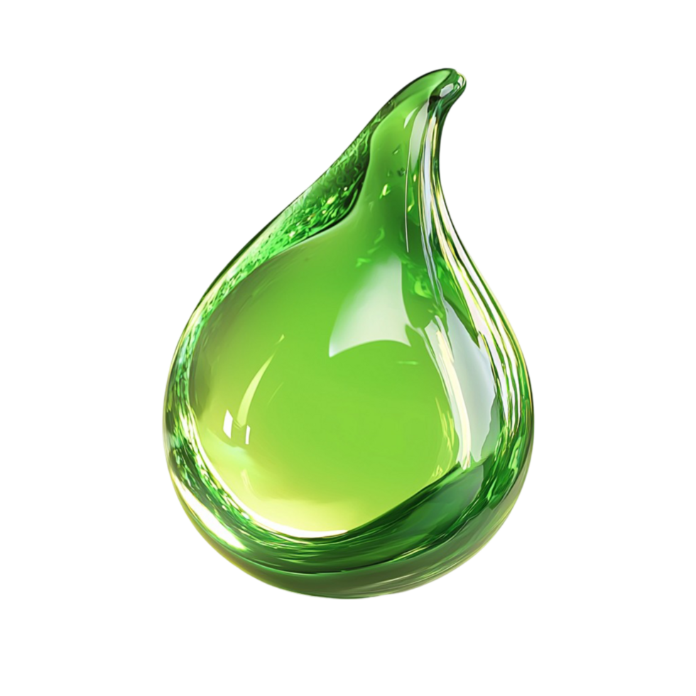 Shiny green liquid droplet a smooth reflective surface looking fresh vibrant symbolizing nature purity png