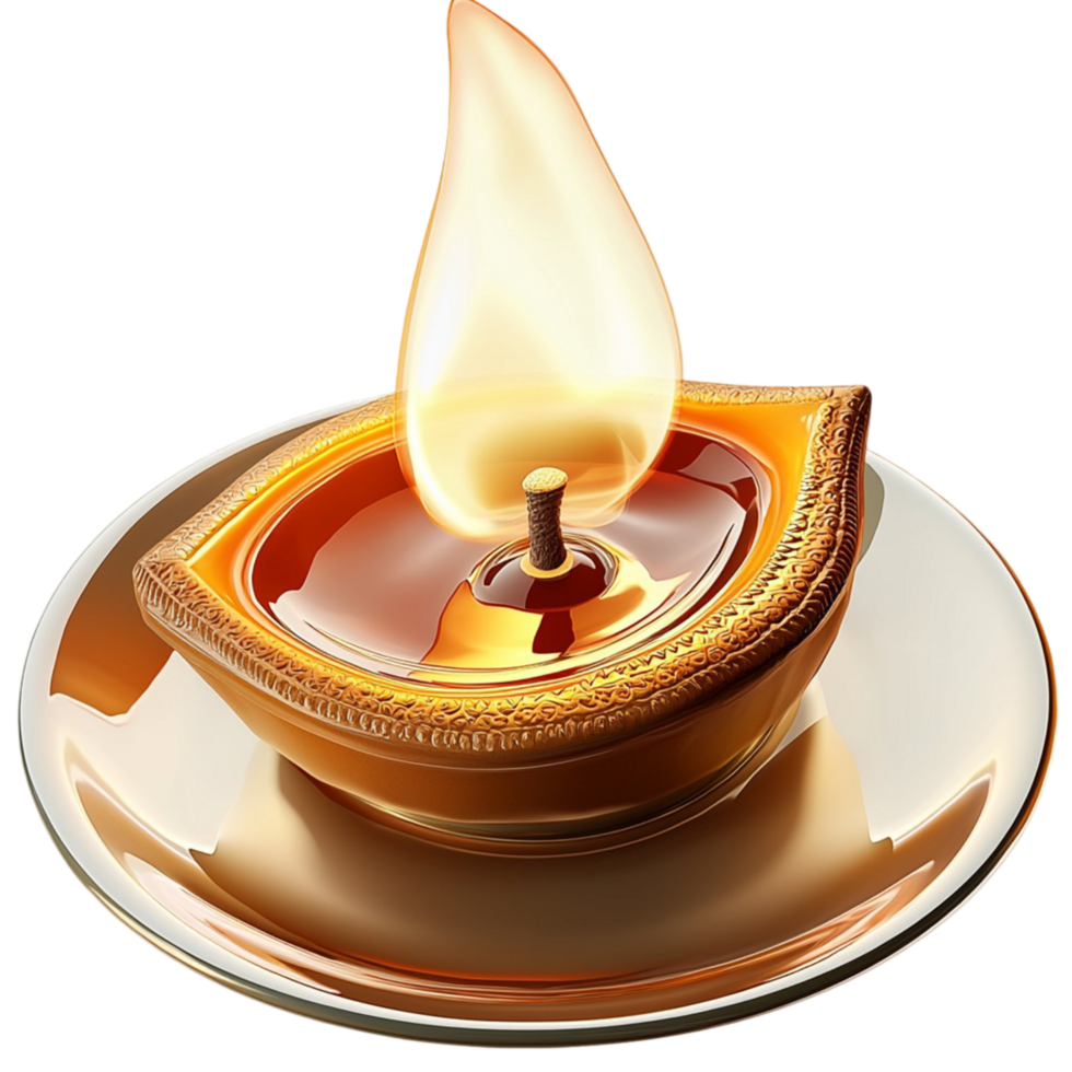 Small decorative oil lamp a burning flame looking warm peaceful perfect for creating a cozy ambiance png