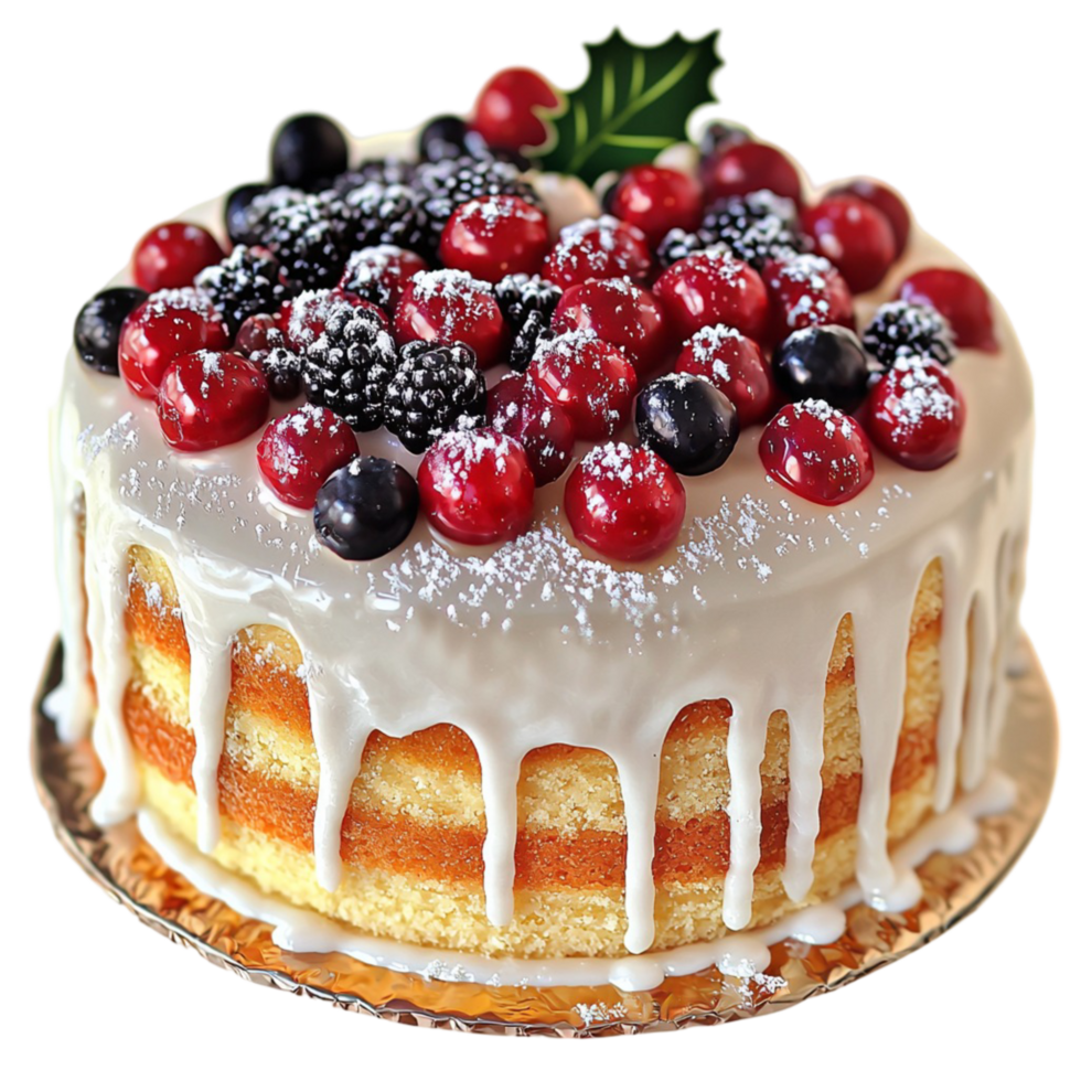 Delicious layered cake topped fresh berries looking sweet tempting perfect for special celebrations png