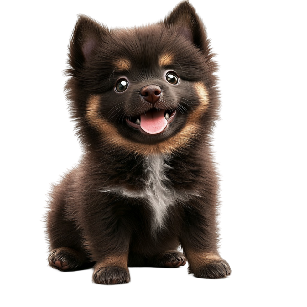 Black fluffy puppy smiling brightly looking happy excited perfect for animal lovers everywhere png