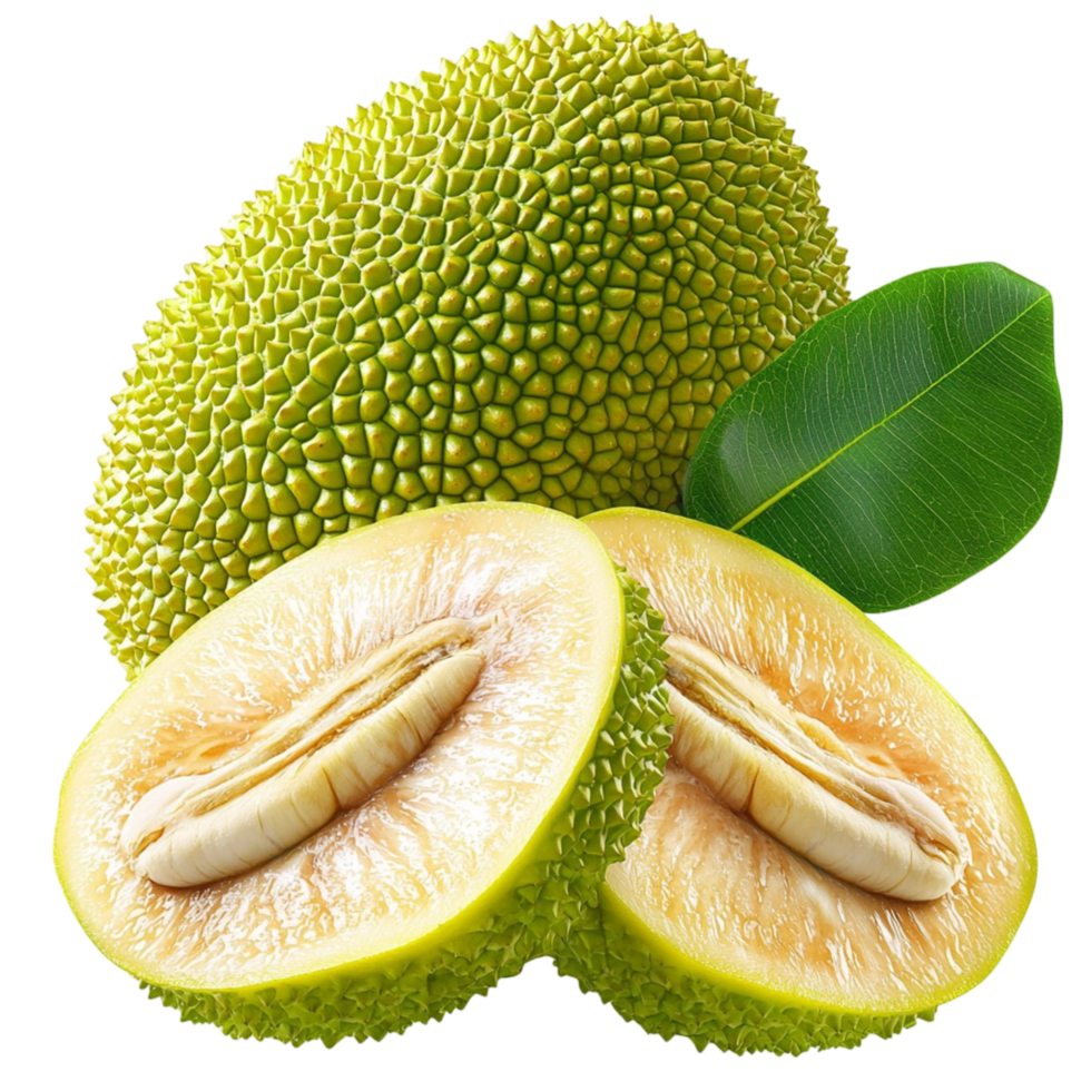 Large fresh jackfruit cut open looking tropical delicious perfect for exotic fruit lovers healthy eating png