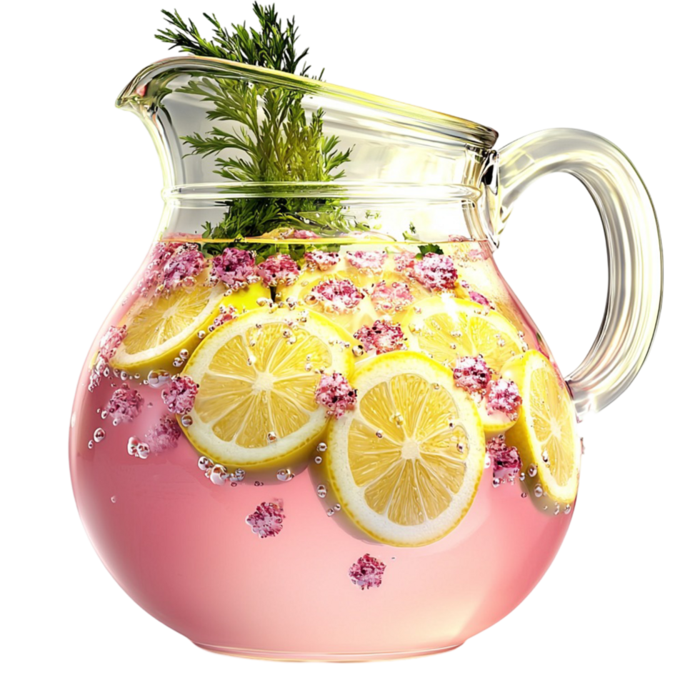 Refreshing pink lemonade ice fruit slices looking delicious cool perfect for summer days png