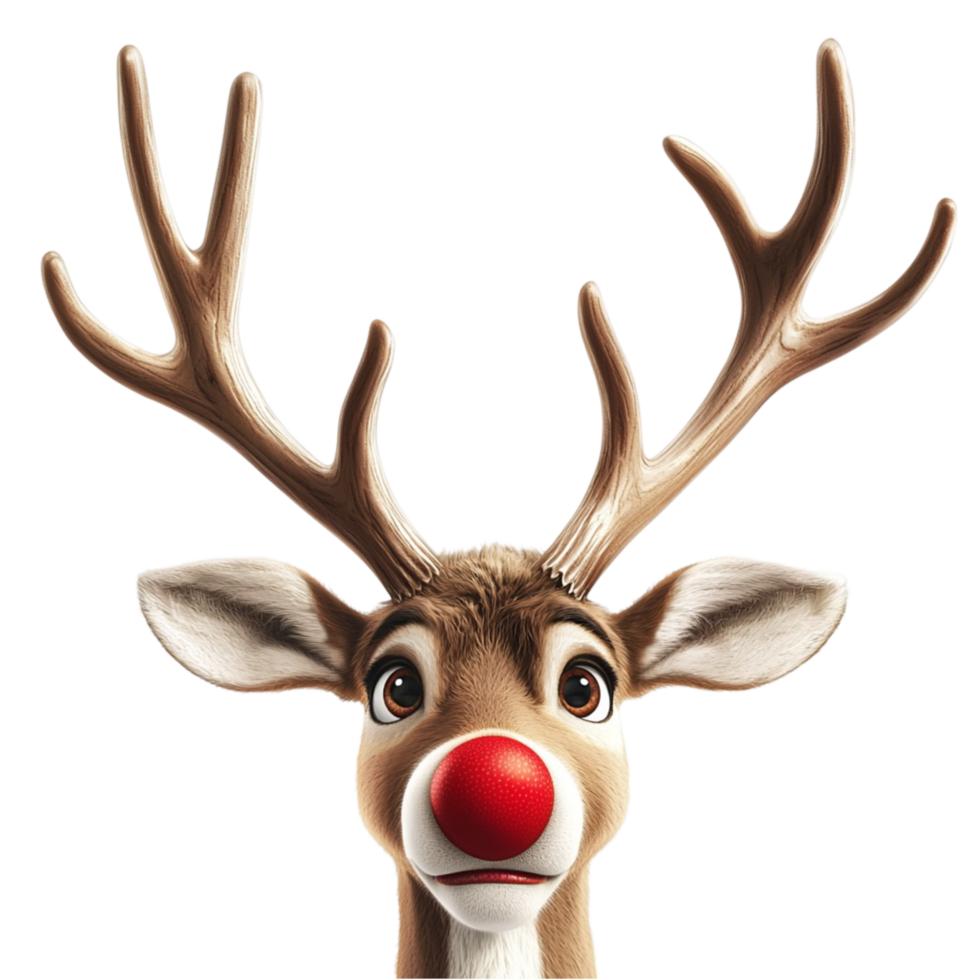Cute cartoon reindeer big shiny eyes a cheerful joyful happy expression png