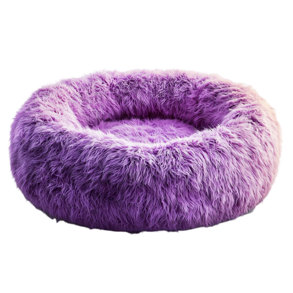 Soft fluffy purple pet bed a cozy plush texture for comfortable resting png