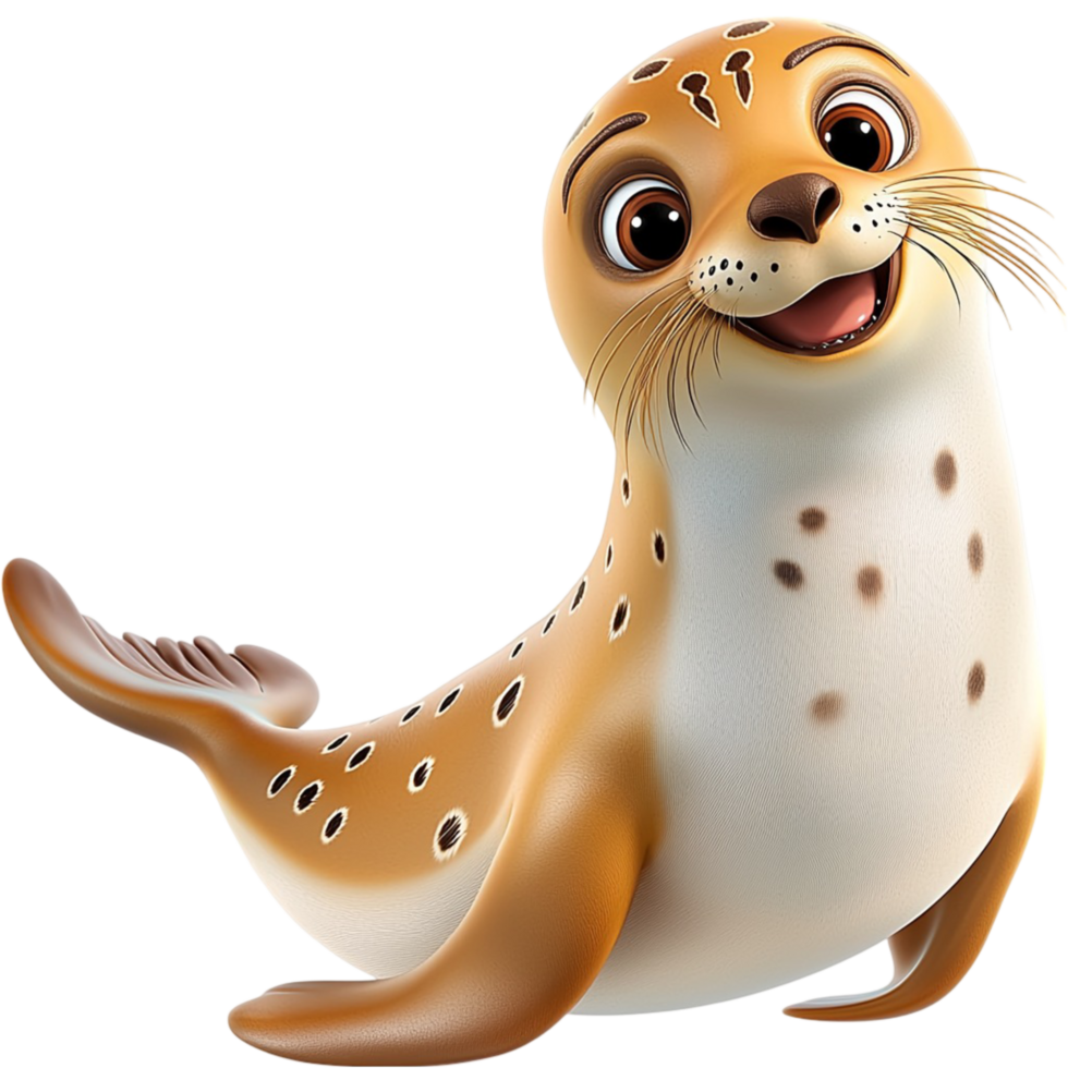 Happy little seal big round eyes a smooth shiny slippery body png