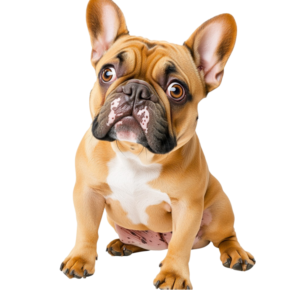 French bulldog puppy sitting big round eyes adorable folded tiny ears png