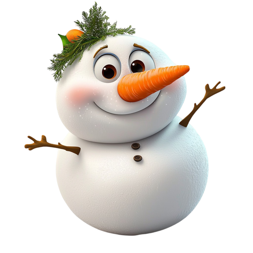 Adorable snowman a carrot nose smiling happily its arms wide open png