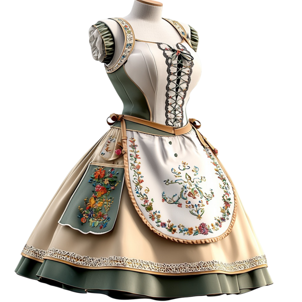 Traditional folk dress elegant embroidery a beautifully pleated white skirt png