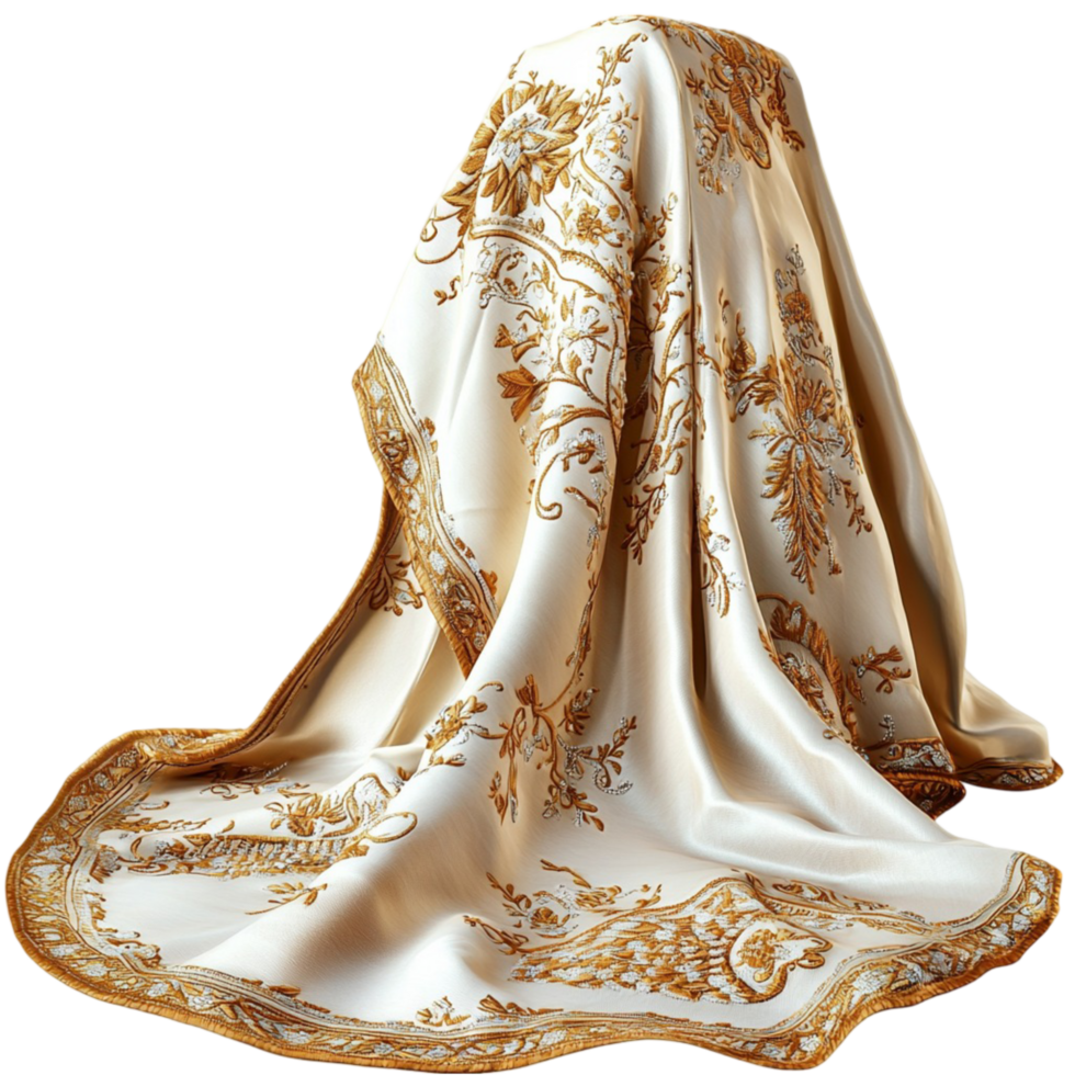 Luxurious golden silk fabric draped beautifully smooth folds elegant shine png