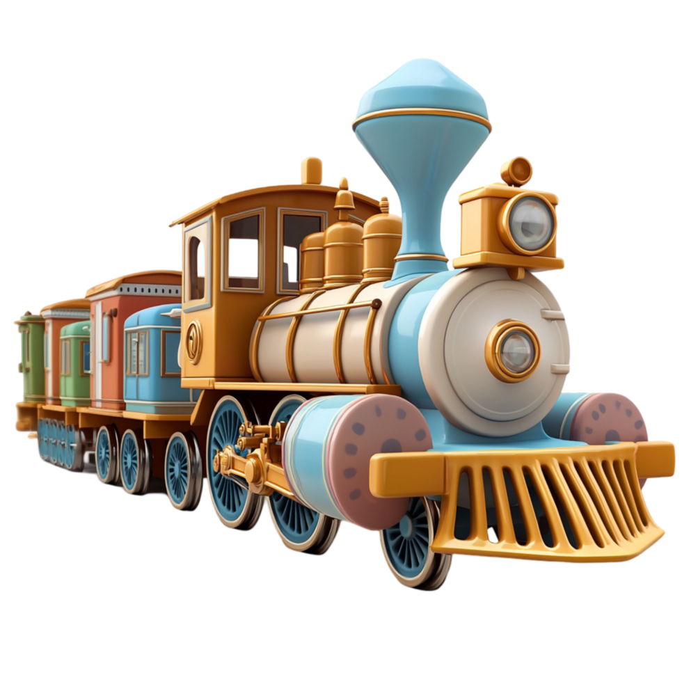 Classic wooden toy train a colorful ed body small rolling wheels png