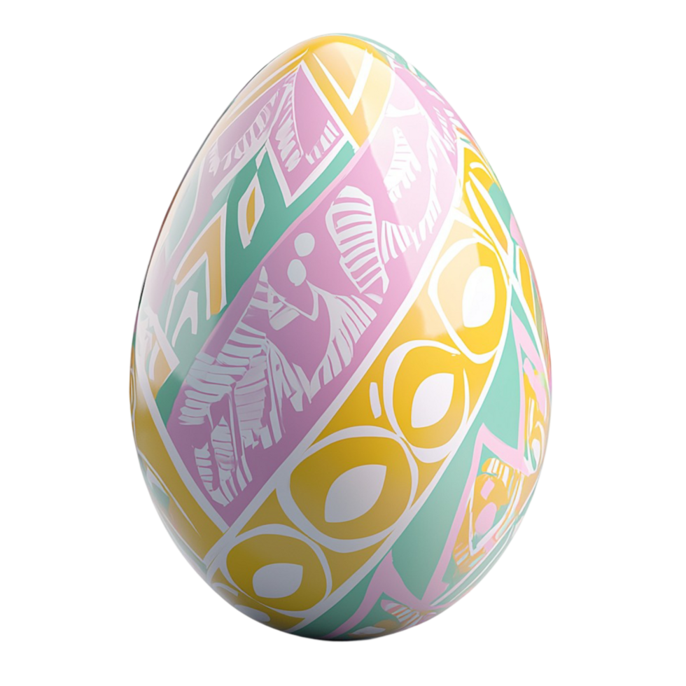 Pastelcolored Easter egg decorated symmetrical geometric patterns stylishistic design png