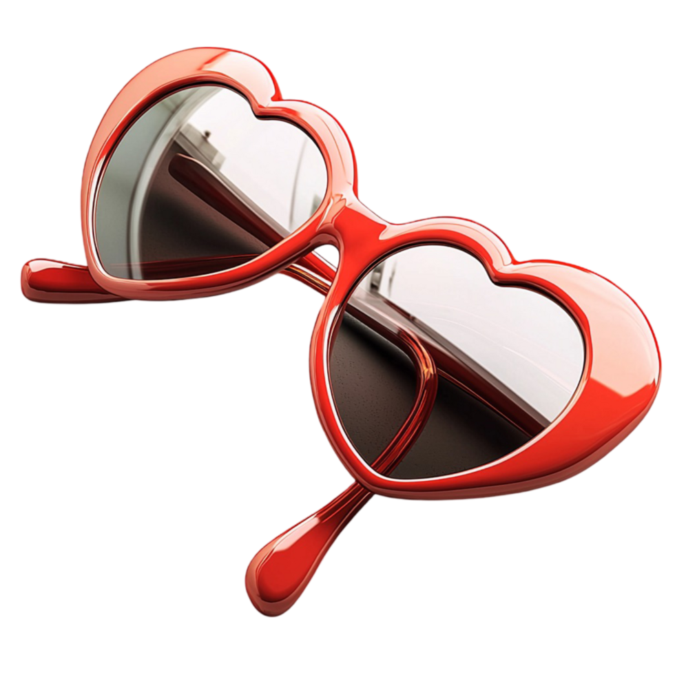 Trendy red heartshaped sunglasses reflecting stylish design a bold fashionable statement png