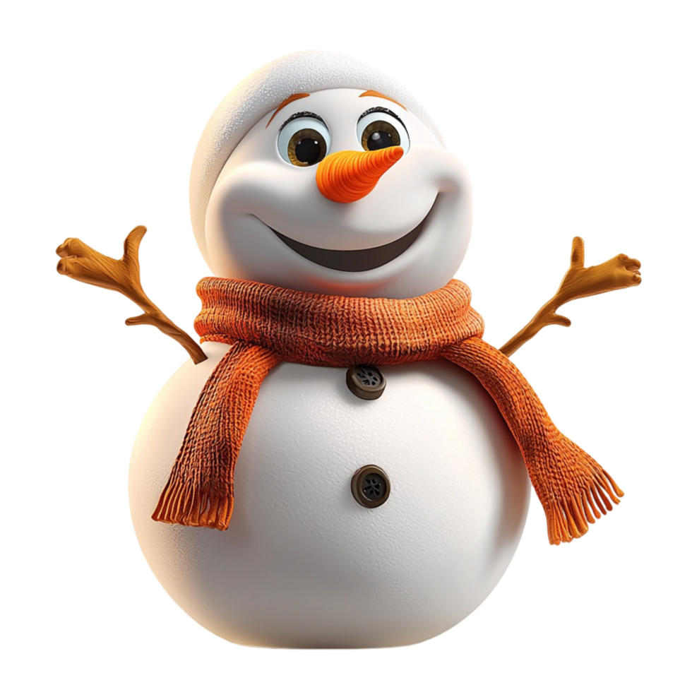 Happy snowman wearing a red scarf hat representing festive winter holiday celebrations png