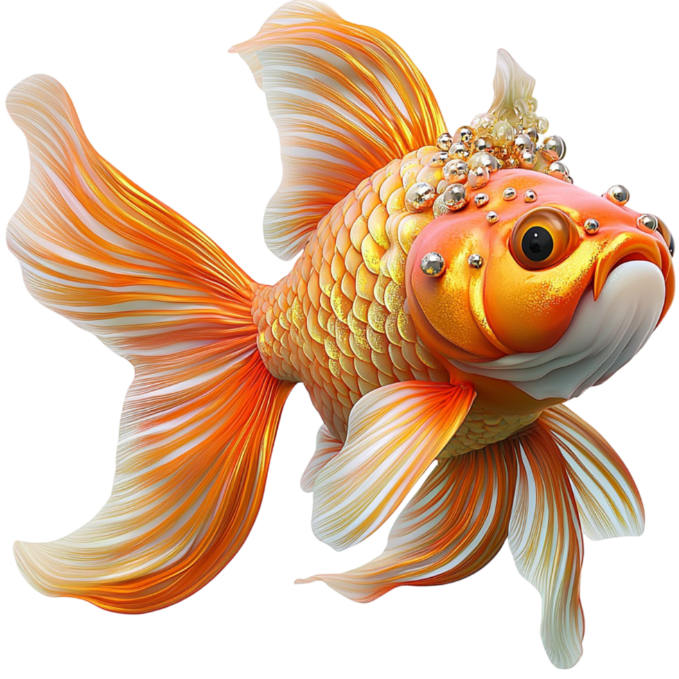 Vibrant golden fish flowing fins swimming gracefully representing beauty luck prosperity png
