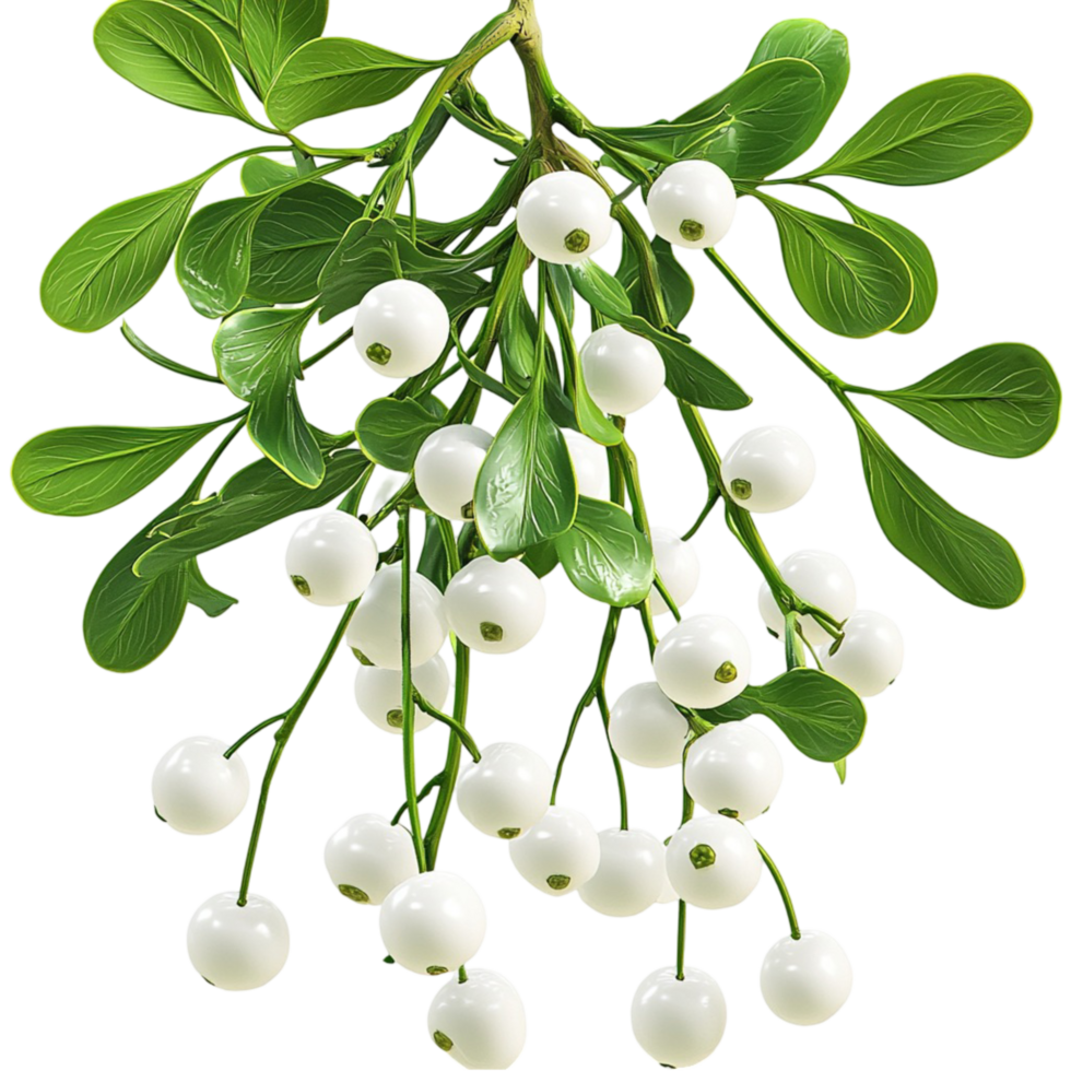 Mistletoe white berries green leaves symbolizing holiday romance Christmas traditions png