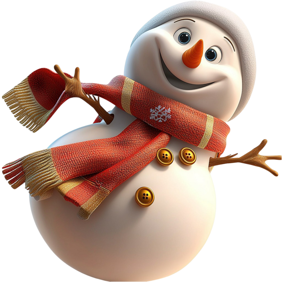 Cheerful snowman a carrot nose scarf symbolizing winter joy holiday fun png