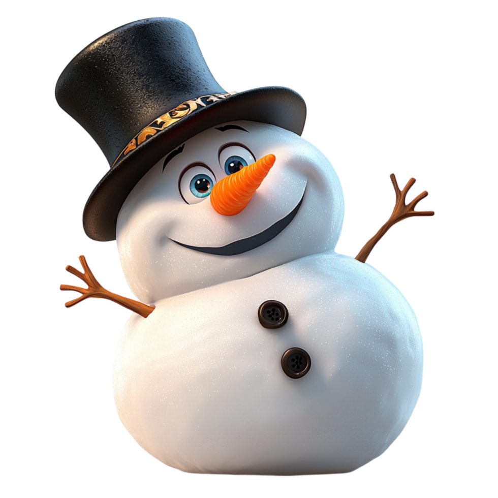 Cheerful snowman wearing a top hat symbolizing winter joy festive celebrations png