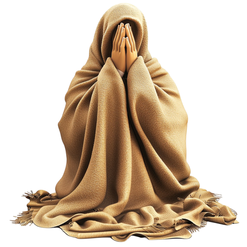 Mysterious cloaked figure hidden face symbolizing secrecy intrigue deep contemplation png