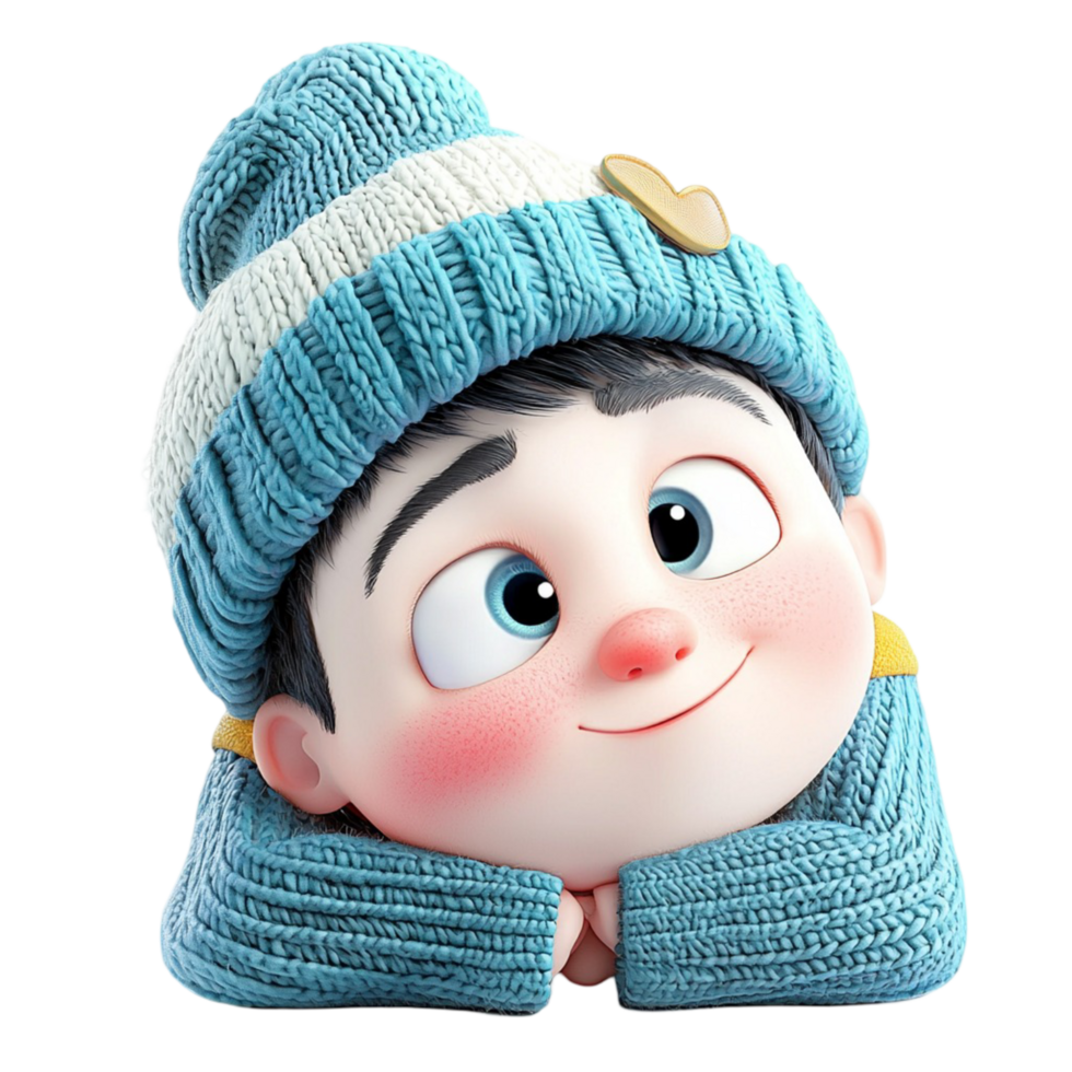 Cheerful child wearing blue winter hat symbolizing warmth happiness seasonal excitement png