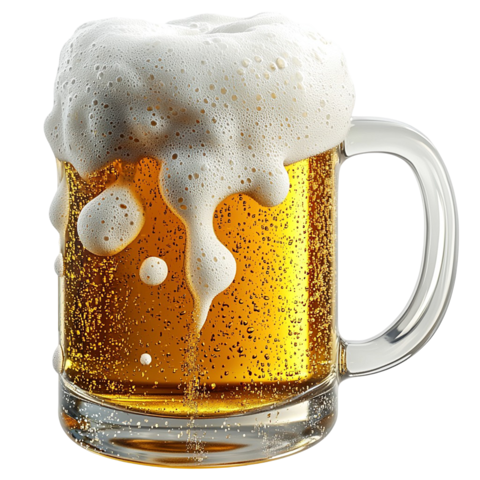 Frosty beer mug filled golden ale symbolizing refreshment enjoyment social gatherings png