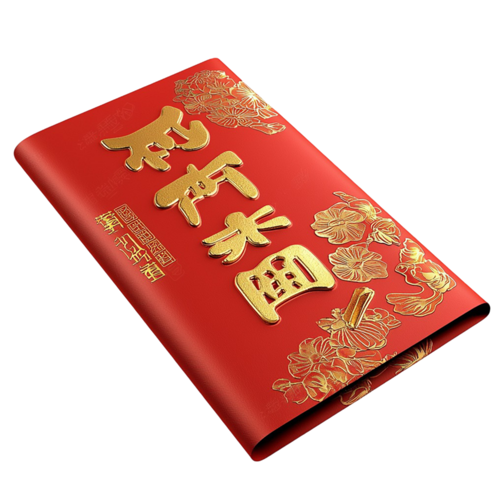 Red envelope golden Chinese characters symbolizing prosperity luck cultural significance png