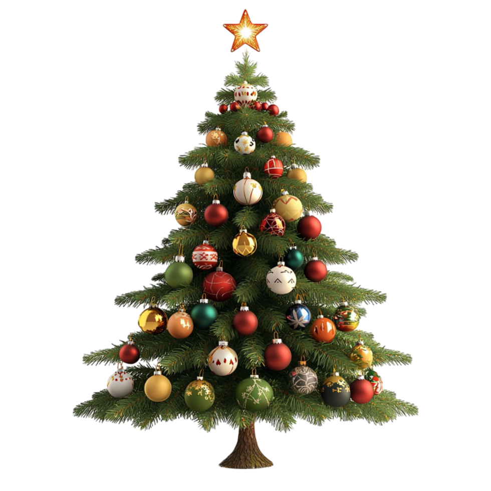 Classic Christmas tree golden star symbolizing warmth togetherness seasonal festivity png