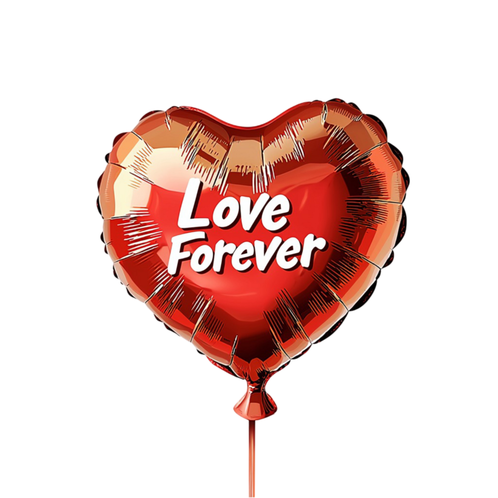 Red heartshaped balloon love forever text symbolizing romance devotion affectionate sentiment png