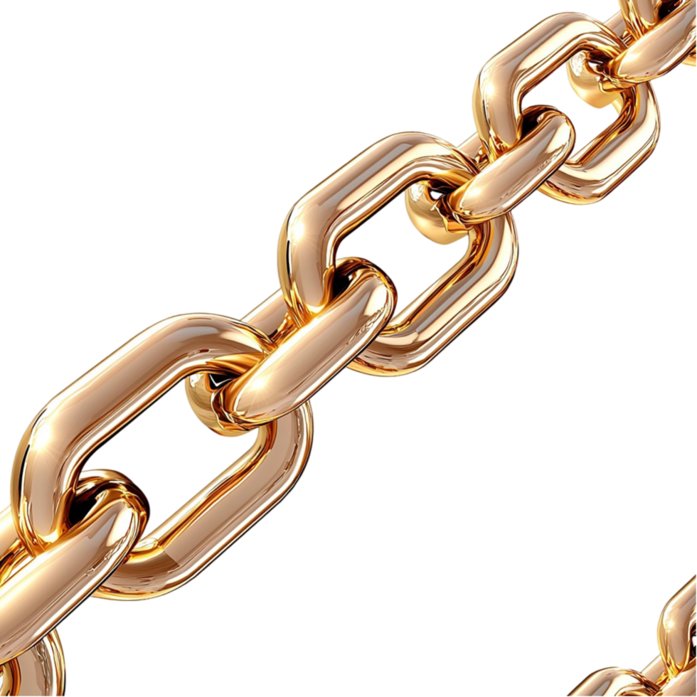 Shiny golden chain interlocking links symbolizing strength connection elegant fashion accessories png